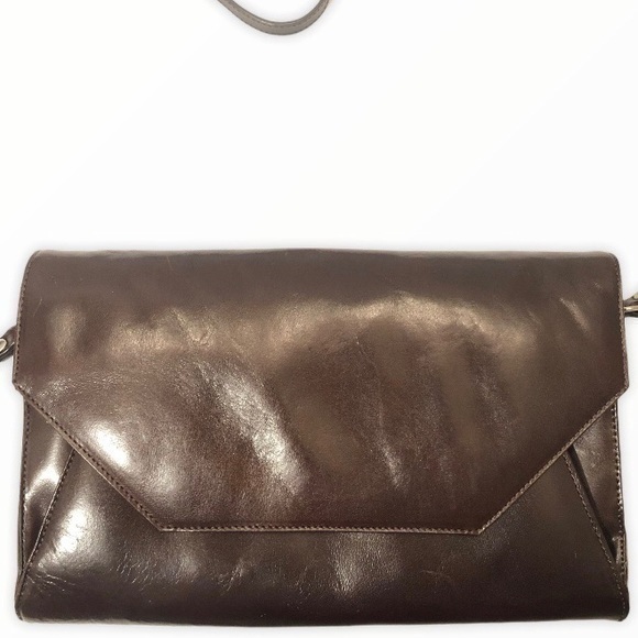 Hobo brown leather envelope clutch shoulder bag